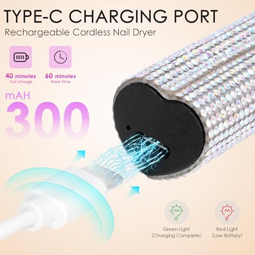 Linssy Diamond Handheld UV Nail Lamp 10W Rechargeable Mini Gel & Nail Art Light