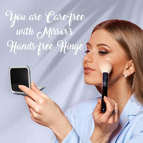 Mirrorvana Black 15X Compact Magnifying Mirror - Foldable Handheld Mirror for Makeup & Grooming