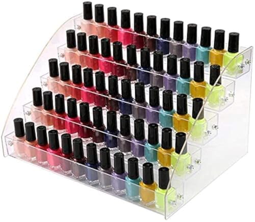 Wadrac 5-Tier Clear Acrylic Organizer Rack for Nail Polish and Essential Oils