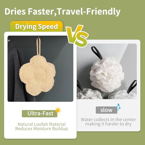 Travel Loofah Sponge - 100% Egyptian Exfoliating Bath Accessory (2 Pack)