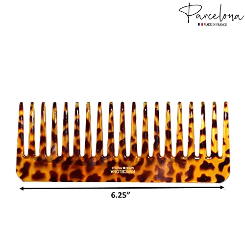 Parcelona French Detangling Wide-Tooth Comb - Leopard Pattern, 6.25"