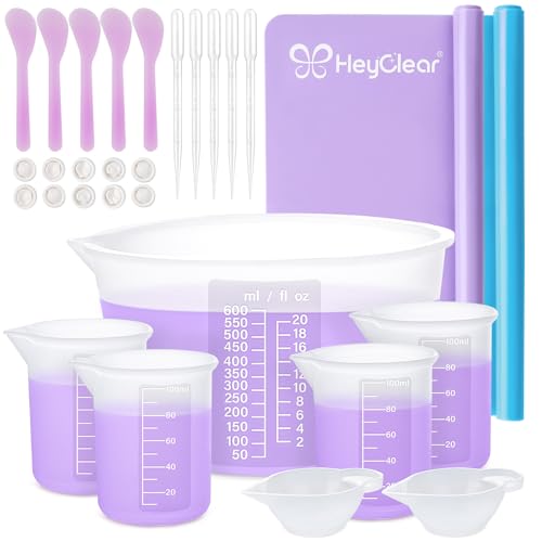 HeyClear Silicone Measuring Cups Kit for Epoxy Resin - 600ml & 100ml