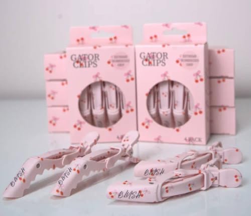 Blush Essentials Professional Alligator Hair Clips 4pk Bow & Cherry Design - Hair Sectioning Clips for Styling