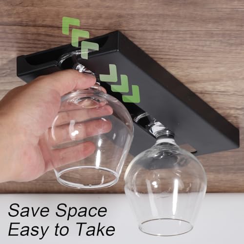 DESONAUT Wine Glass Holder Rack - 2 Pcs Under Shelf Storage