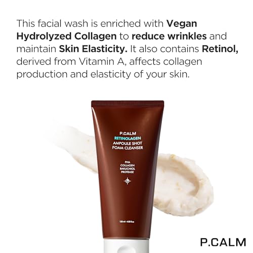 P.CALM Retinolagen Ampoule Shot Foam Cleanser 120ml - Vegan Pore Cleansing