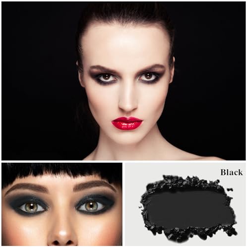 MEICOLY Black Matte Eyeshadow with Mirror - Long-Wear, High Pigment