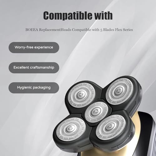 BOEEA 3-Pack 5-Head Shaver Replacement Blades for Freebird Flex Series – Rotary Razor Refills with Cleaning Brush