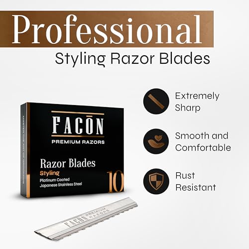Facón Professional Hair Razor Blades - 10 Count Premium Stainless Steel