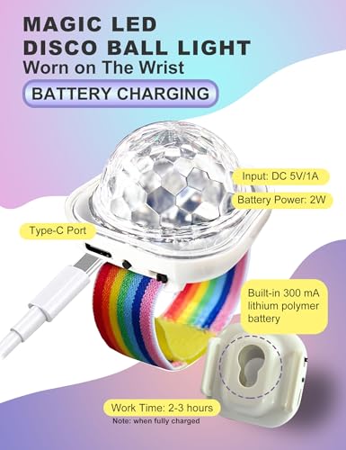 JICASTO Portable LED Disco Ball Light - Sound Activated Mini DJ Light for Parties