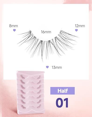 Easeful Half Lashes Natural Corner Eyelashes Wispy Look 3/4-01 (8-13mm)