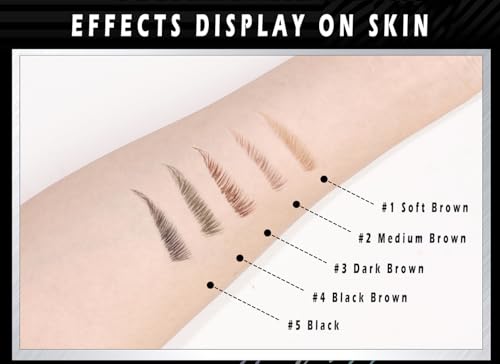 Dual-Ended Eyebrow Pen with Micro Fork-Tip & Brush - 5 Shades