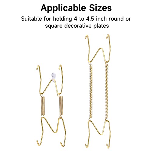4-Inch Brass Plate Hangers with 12 Wall Hooks for Decorative Plates