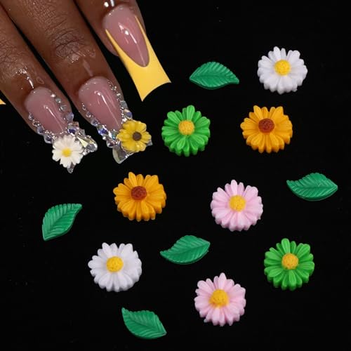 Ladybug Nail Charms 100Pcs Colorful Insect & Flower Nail Art Decorations