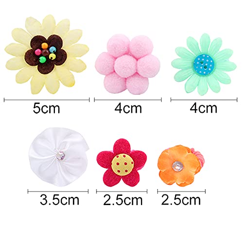 50 Pcs Cute Flower Hair Ties for Girls - Soft Multicolor Scrunchies