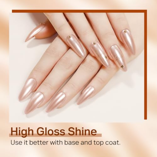 MIZHSE Champagne Rose Gold Pearl Nail Polish - Quick Dry Shimmer 0.54 fl oz