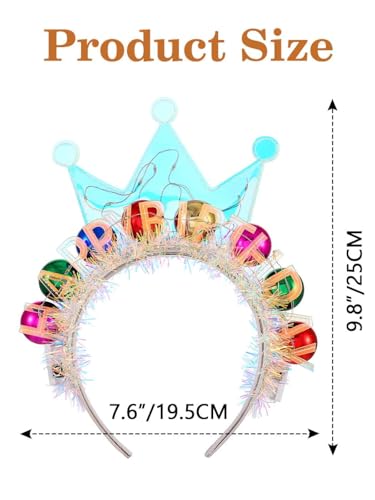 DRESBE Blue Colorful LED Birthday Headband - Light Up Hair Accessory