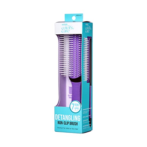 KISS Colors & Care 7-Row Detangling Hair Brush - Non-Slip Grip