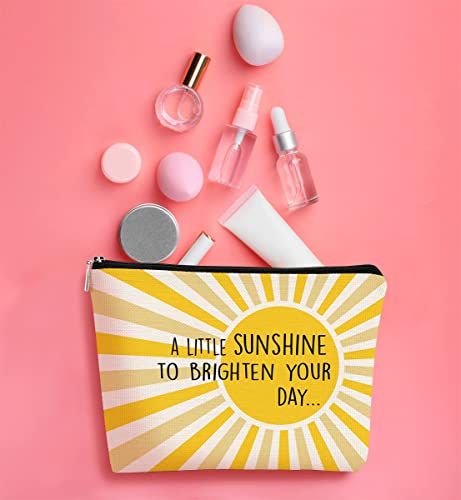 BARPERY Inspirational Makeup Bag - Yellow Summer Cosmetic Travel Organizer