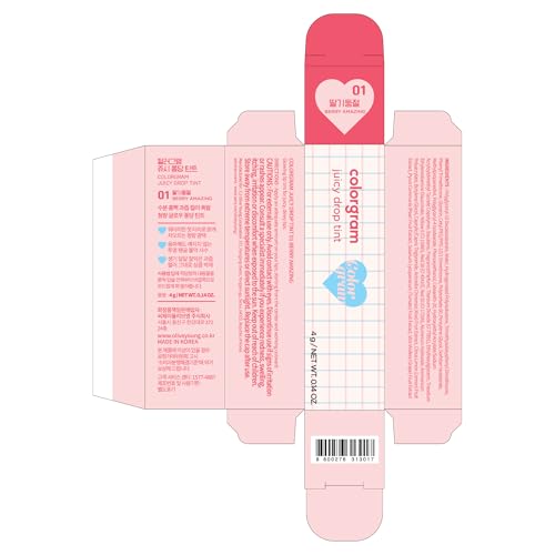 COLORGRAM Juicy Drop Tint 01 Berry Amazing - Buildable Lip Gloss & Stain
