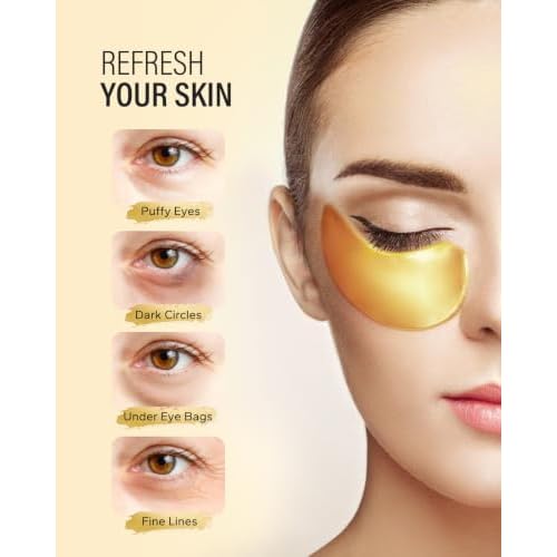 Maskiss 24k Gold Under Eye Patches (25 Pairs), eye mask, Collagen Skin Care Products, Eye Patches for Puffy Eyes, eye masks for dark circles and puffiness