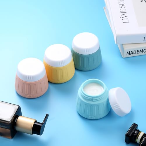 Gemice 3 oz Macaron Travel Containers - Leakproof Toiletry Jars (4-Pack)