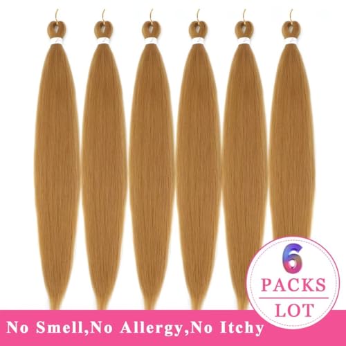 Pre-Stretched Honey Blonde Braiding Hair Extensions - 34 Inch, 6 Packs