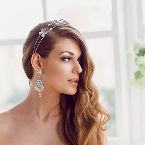 Beaupretty Silver Wedding Headband with Rhinestone Butterfly for Brides & Girls
