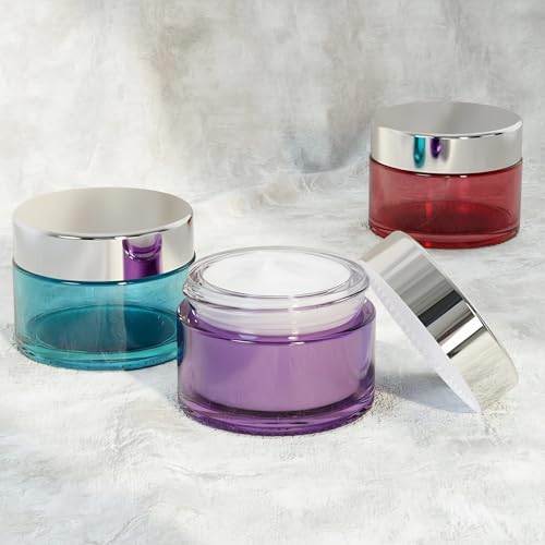 Seafulee 1 oz Colored Glass Travel Jars with Lids - 12 Pack