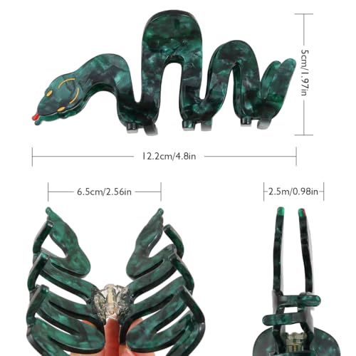 Green Snake Acetate Hair Claw Clip for Women Girls Personalised Gift