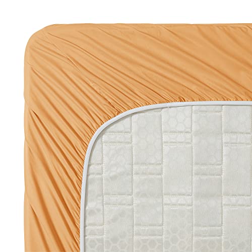 Queen Fitted Sheet - Extra Deep Pocket, Luxury Soft Microfiber - Apricot Orange