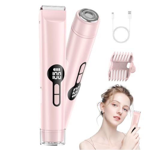 Light Pink Bikini Trimmer for Women - Electric Razor, Wet/Dry Use