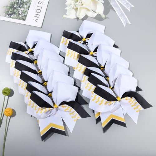 DEEKA 12 Pack Softball Cheer Bows 8-Inch Hair Accessories for Girls Teen Cheerleaders