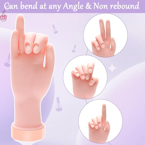 Practice Hand for Acrylic Nails - Reusable Flexible Nail Art Training Model