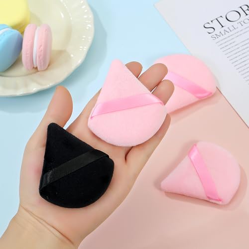 24PCS Black Triangle Makeup Powder Puffs with Storage Case