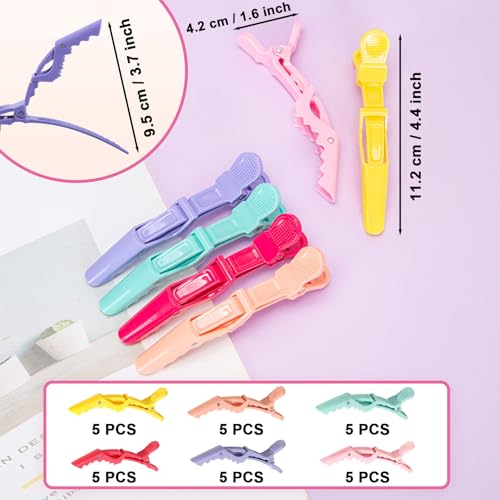 30 PCS Colorful Alligator Hair Clips - Non-Slip Styling Clips