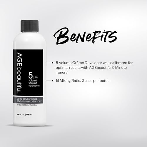 AGE Beautiful 5 Volume Hair Developer - 4 Fl Oz (Pack of 2) for Gray Coverage