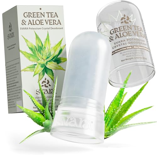 SVARA Natural Alum Crystal Deodorant Stick - Aloe Vera & Green Tea, 75ml