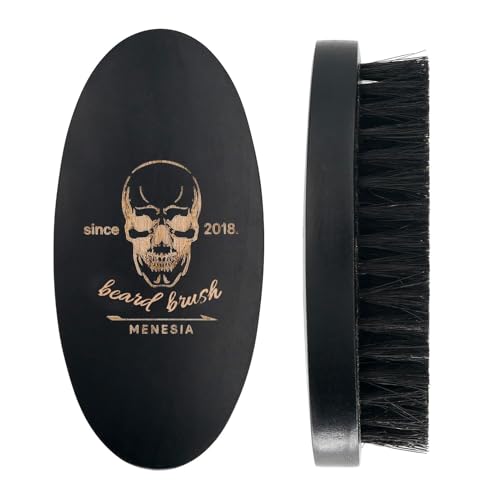 Black Boar Bristle Beard Brush for Men - Travel Size & Soft