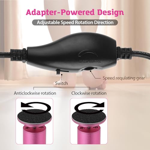 Electric Foot Callus Remover - Speed Adjustable Pedicure Tool in Pink