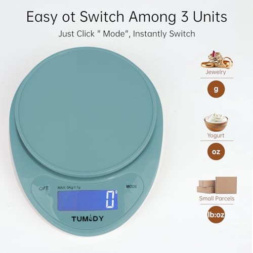 TUMIDY Digital Kitchen Scale - 11lb/5kg with LCD Display for Cooking & Baking