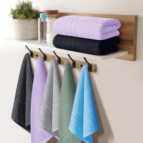 BOUTIQUO Multicolor Set of 12 Ultra Soft Cotton Washcloths 12x12 Inches - Face & Body Towels