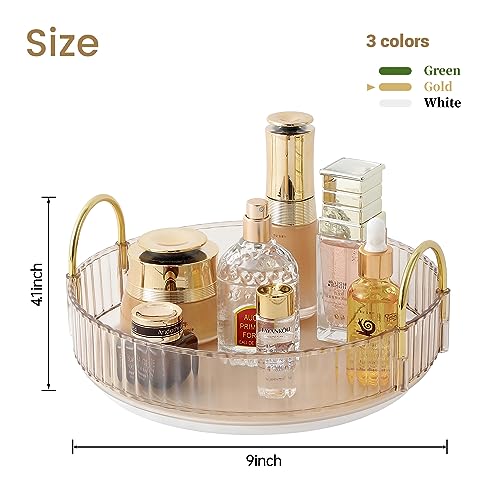 360° Rotating Makeup Organizer - Amber Gold, 1 Tier Vanity Storage