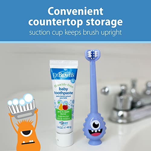 Dr. Brown's ToothScrubber Toddler Toothbrush 2-Pack - Monster & Flamingo