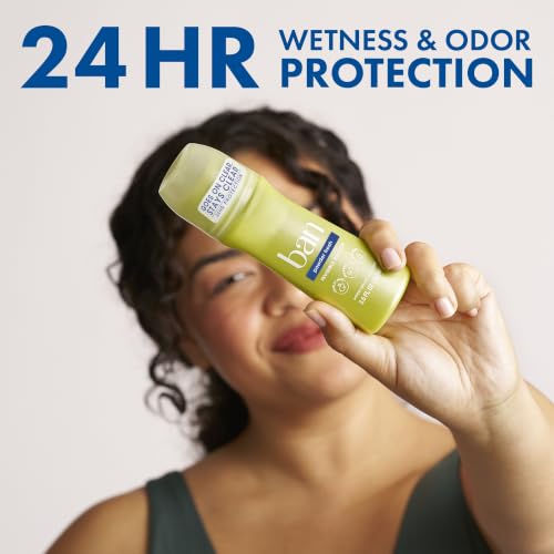 Ban Invisible Roll-On Antiperspirant Deodorant, Powder Fresh, 4-Pack