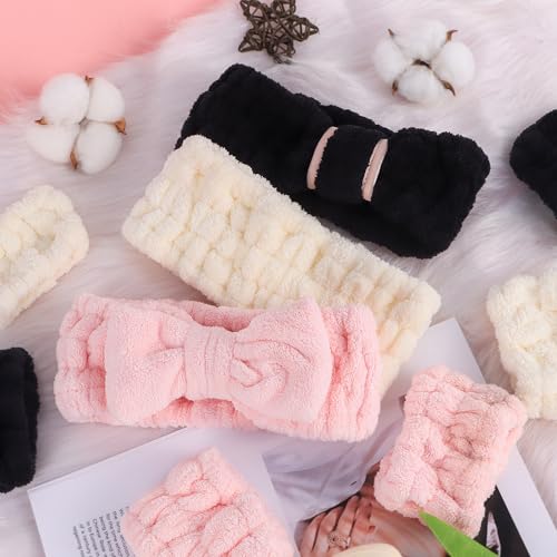 DiyJibb 9-Piece Spa Headband & Wristband Set for Women