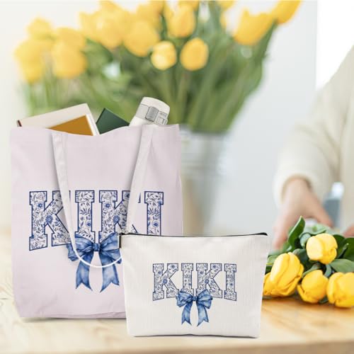 Kiki Canvas Tote Bag & Makeup Bag Set - Gift for Women