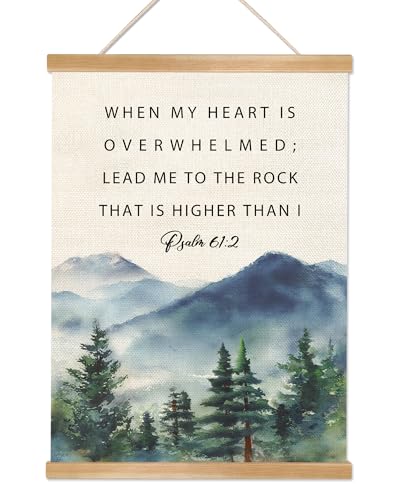 Inspirational Christian Wall Art - Psalm 61:2 Framed Canvas 14x18.5