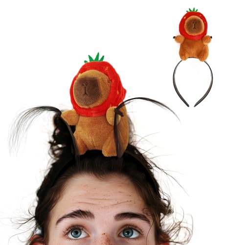 UQJE Capybara Headband for Adults - Funny Plush Animal Hair Accessory, Style-2, One Size