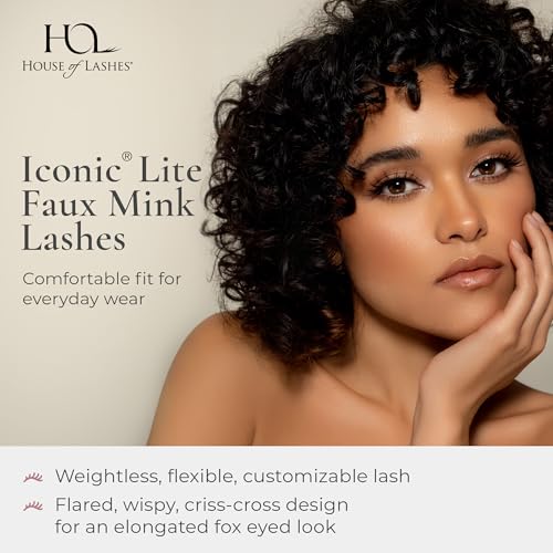 House of Lashes Iconic Lite Faux Mink False Eyelashes - Reusable Wispy Lashes