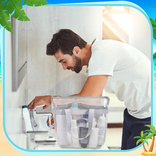 6 Classic Color Portable Mesh Shower Caddy Bags with Zipper